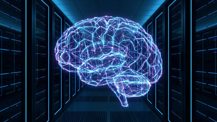 Artificial Intelligence Brain in Server Room