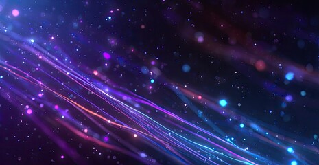 Abstract flowing lines with bokeh effect. Cosmic, dreamy atmosphere with celestial sparkle