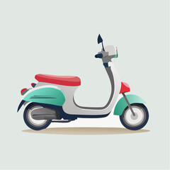 Obraz premium Electric Scooter Vector Asset: Minimalist E-Bike Icon with Teal Highlights