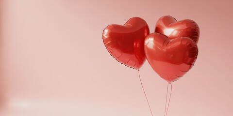 Valentine&rsquo;s Day background with scattered red 3D hearts