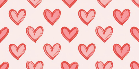 Valentine&rsquo;s Day wrapping paper pattern with hand-drawn hearts