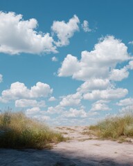 Minimal Landscape With Open Sky and Soft Clouds