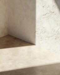 Minimalist Sunlit Architectural Corner with Textured Wall and Soft Shadow