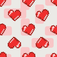 Pixel art hearts on white background.