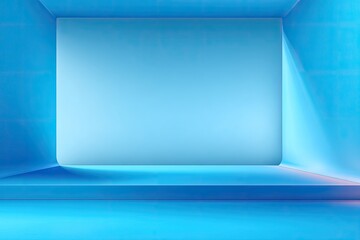 Modern architectural interior with a bright blue color scheme. 3D rendered minimalist aesthetic