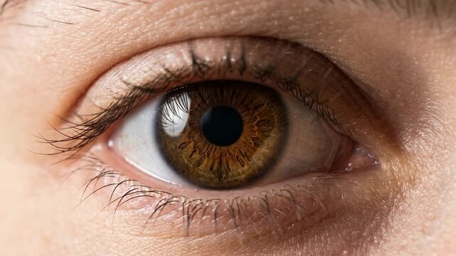 Intense Brown Eye: A detailed close-up of a captivating brown eye, showcasing its intricate patterns and conveying a sense of depth and introspection.