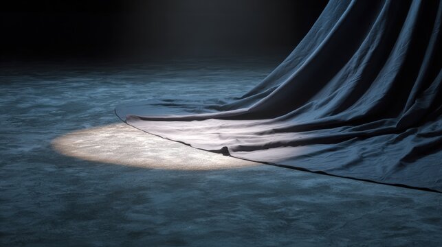 Minimalist Theater Setting with Spotlight on Draped Fabric