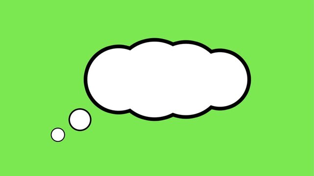 Simple Cloud Speech Bubble Animation on Green Screen Text Message Concept