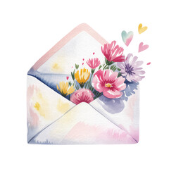 envelope with flowers and hearts