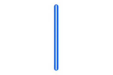 Blue glowing vertical neon line on transparent background, modern minimalist light beam, abstract vibrant stripe element