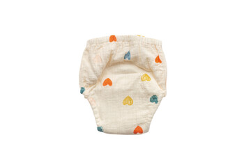 Reusable baby cotton diaper pantie, top view. Eco friendly cloth. Isolated on transparent background, png