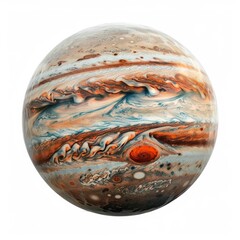 Fototapeta premium Jupiter planet rotating in space showing the great red spot, colorful stripes and southern hemisphere