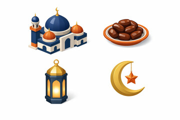 Ramadan Kareem Icon Set for Islamic Holiday Design and Digital Content