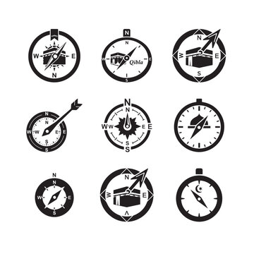 Qibla direction compass icon 