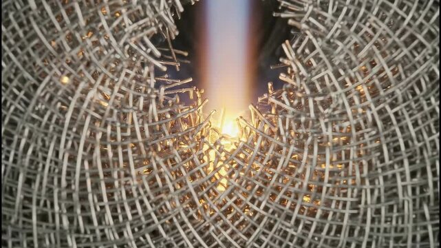 Clear gas hits platinum gauze mesh causing slow motion flex and vibration in strands over time
