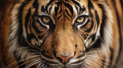 Obraz premium Majestic Close-Up Portrait of an Endangered Tiger in High Fidelity