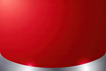 A vibrant, smooth red gradient backdrop contrasted by a polished, silvery curved border