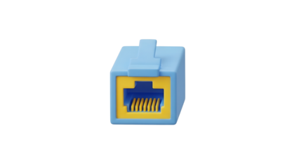 Close-up of Ethernet connector on a computer network cable in a digital communication setup