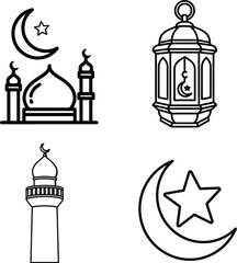 Islamic architecture and symbols illustration