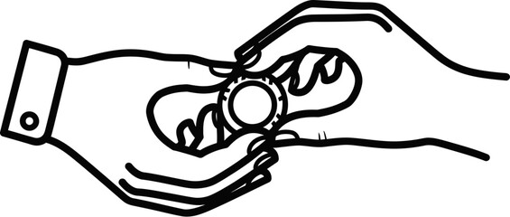 Hands exchanging a ring