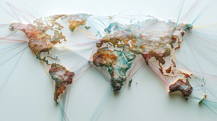 World map with connection lines