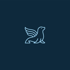 Fototapeta premium Seal wing logo in graceful and balanced minimalist design.