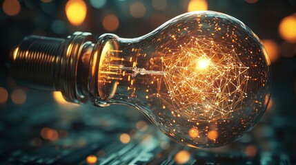 Glowing lightbulb with network inside