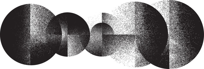 Sprayed black half circles composition .Graffiti art design . Noise textured semi circles . Spray effect .Grunge texture .Art design forms.Distressed element .Rough roller paint semicircles .Vector 