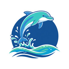 Obraz premium attraction of a dolphin jumping from the sea, isolated on a white background.