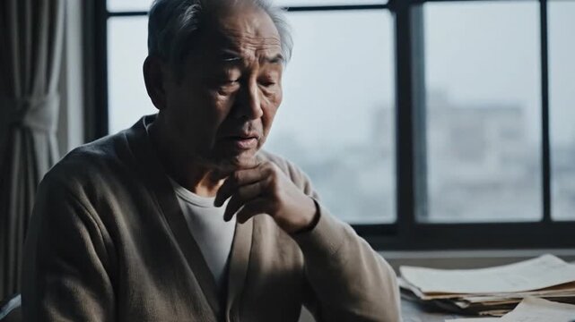 Elderly Man Experiencing Emotional Distress at Home.