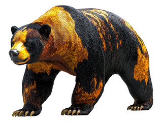 Unique bear with golden head and shoulder, black body, claws visible