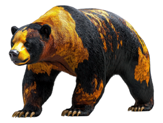Unique bear with golden head and shoulder, black body, claws visible