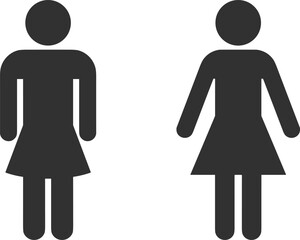 Female silhouette icons representing women symbols, restroom signage, gender identity, user profiles, equality concept, flat minimal vector illustration
