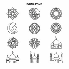 Obraz premium Islamic Symbols and Mosque Icons Set.