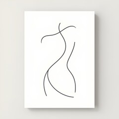 Abstract minimalist line art illustration depicting a feminine body form using elegant flowing lines. Contemporary aesthetic designed for modern wall decor, interior styling, fashion branding, beauty 