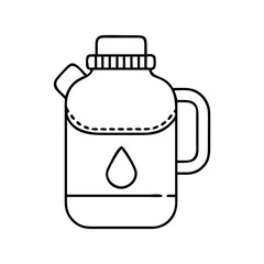 Fototapeta premium A black and white line drawing of a water bottle with a drop logo
