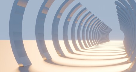 Abstract architecture background arched interior 3d render