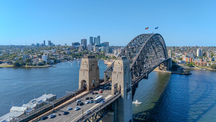 21 January 2026 Aerial Drone View of Sydney Harbour Circular Quay on a nice Sunny Summer day in Sydney NSW Australia