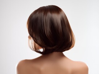 Fototapeta premium 艶やかで整ったボブヘアの後ろ姿が美しさとヘアケア意識を印象づける女性のシルエット