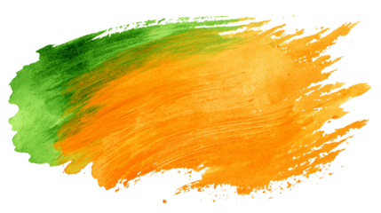 orange paint stroke with texture, isolated on transparent PNG background,