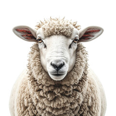 Close up of sheep head with very thick wool on it back.