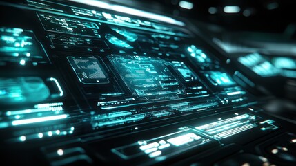 Futuristic digital control panel display