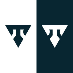 Creative And Minimalist Letter T Triangle Logo Design Stock Vector.