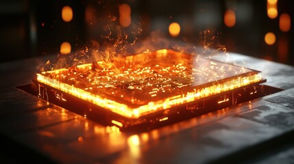 Glowing electronic component illustration