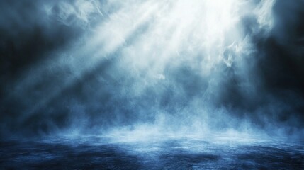 Dramatic light beams through atmospheric smoke