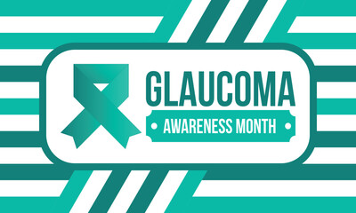 Glaucoma Awareness Month. Celebrate annual in January. Vision problems. Save your eyes. Prevention and protection. Green ribbon. Medical healthcare concept. Poster, banner and background. Vector