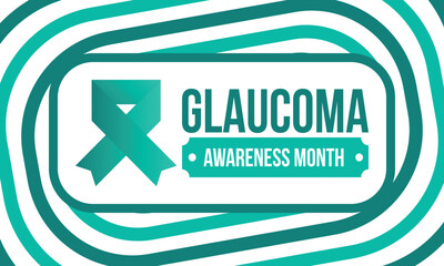 Glaucoma Awareness Month. Celebrate annual in January. Vision problems. Save your eyes. Prevention and protection. Green ribbon. Medical healthcare concept. Poster, banner and background. Vector