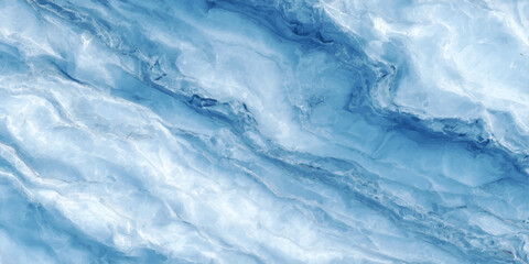 Obraz premium An abstract blue water surface texture creates a cold frozen pattern resembling winter ice and white clouds under a bright summer sky atmosphere