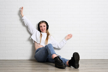 Portrait of young happy pretty woman