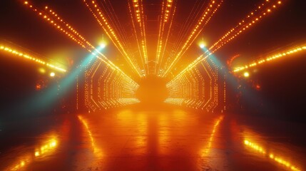 Abstract tunnel illuminated with orange light